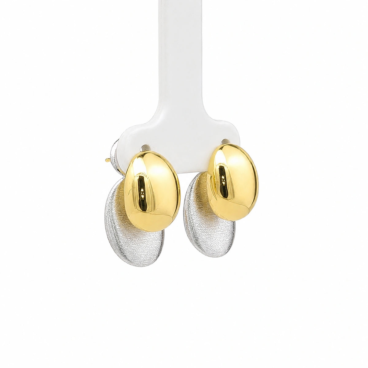 Two-Tone Oval Stud Earrings