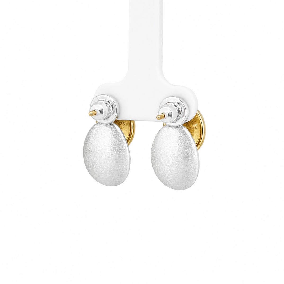 Two-Tone Oval Stud Earrings