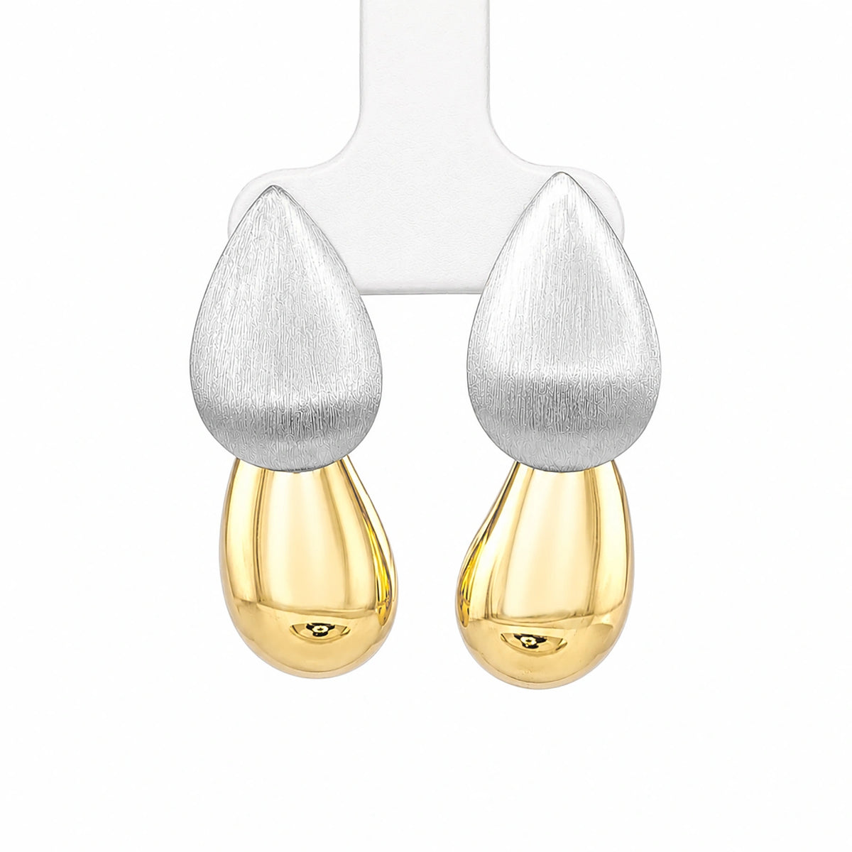 Dual-Tone Teardrop Statement Earrings