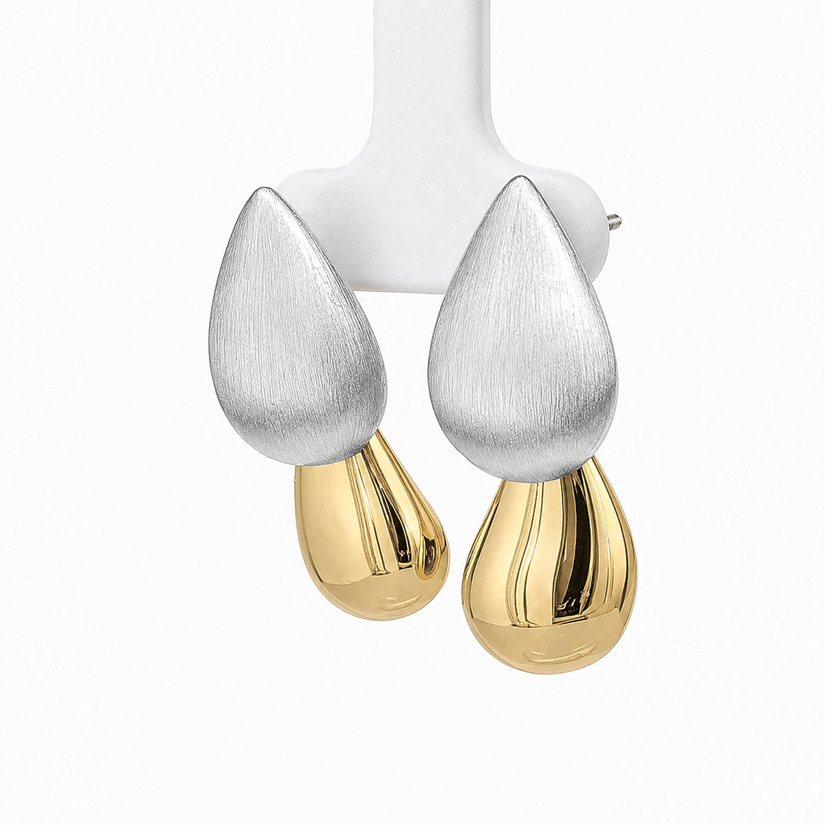 Dual-Tone Teardrop Statement Earrings
