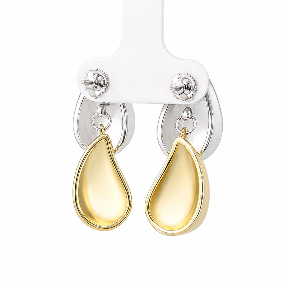 Dual-Tone Teardrop Statement Earrings