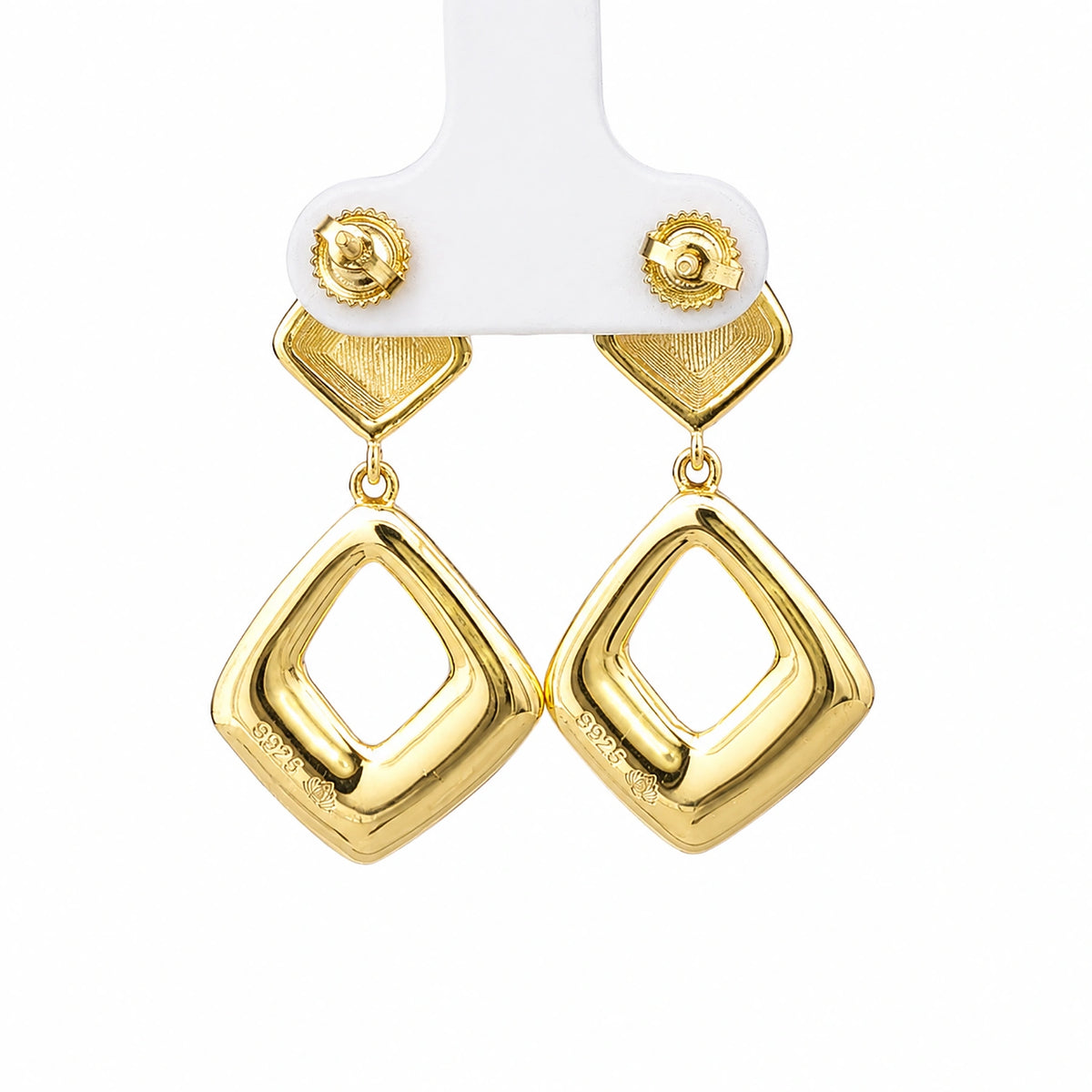 Dual-Tone Geometric Drop Earrings