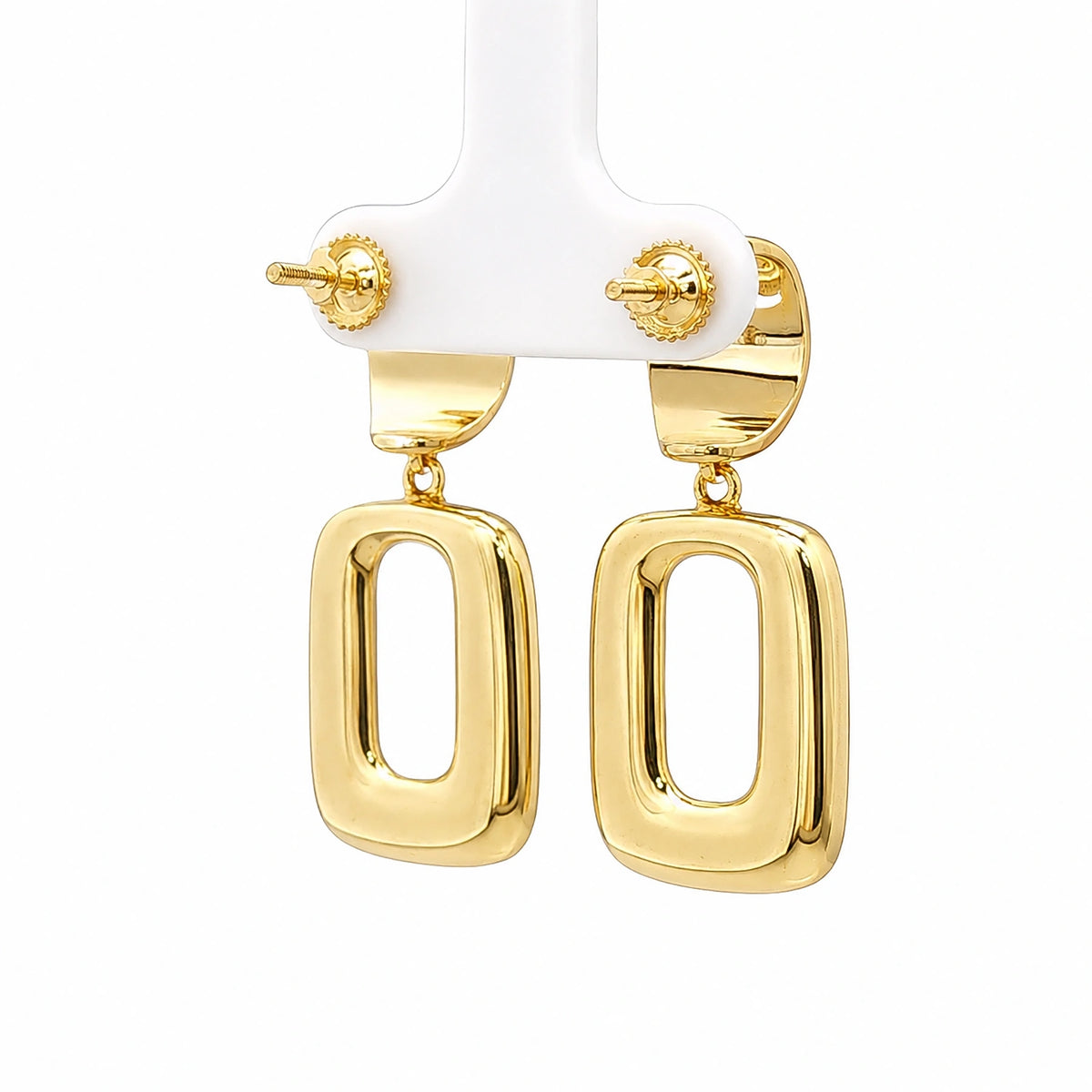 Gold & Pearl Rectangular Drop Earrings