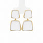 Dual-Tone Brushed Square Drop Earrings