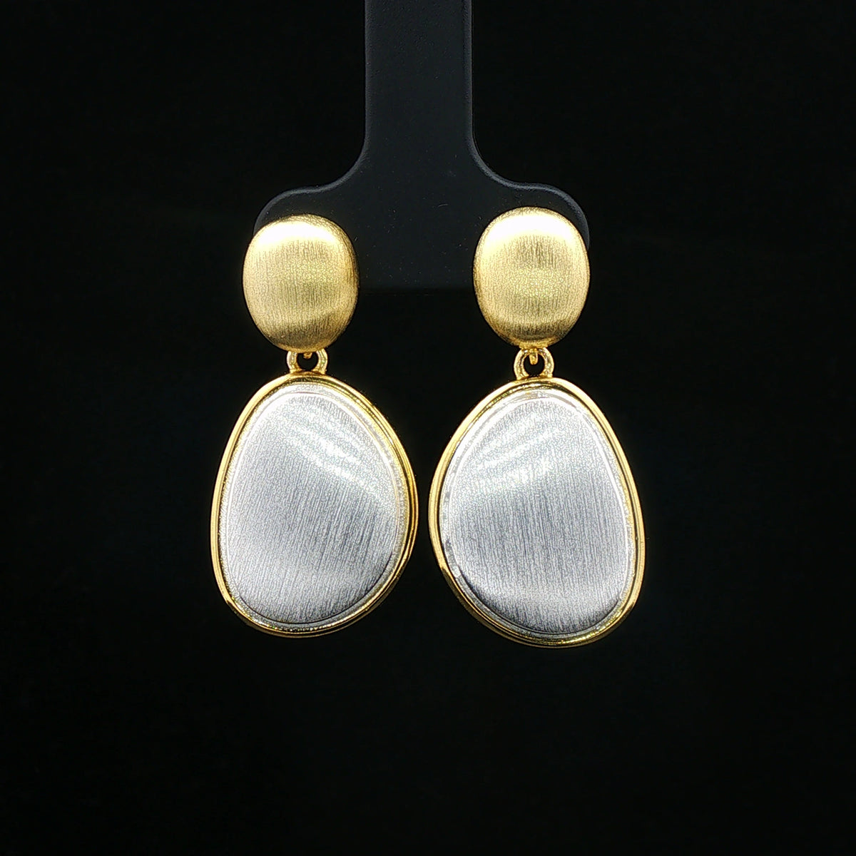 Two-Tone Brushed Teardrop Earrings