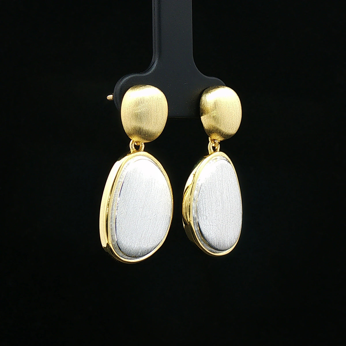 Two-Tone Brushed Teardrop Earrings