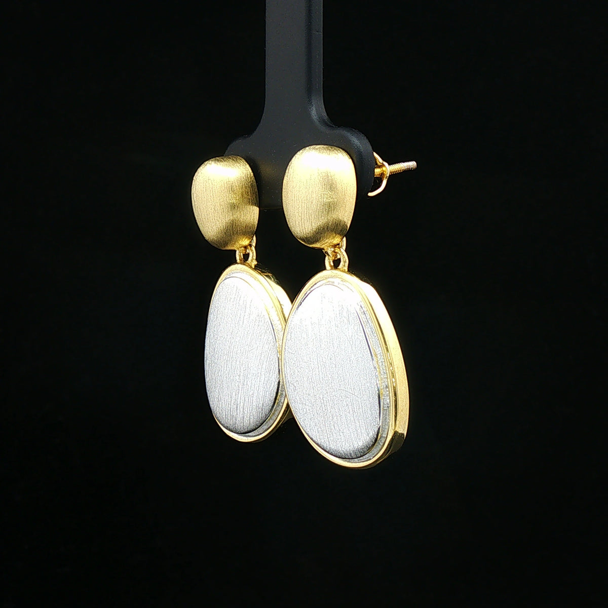Two-Tone Brushed Teardrop Earrings