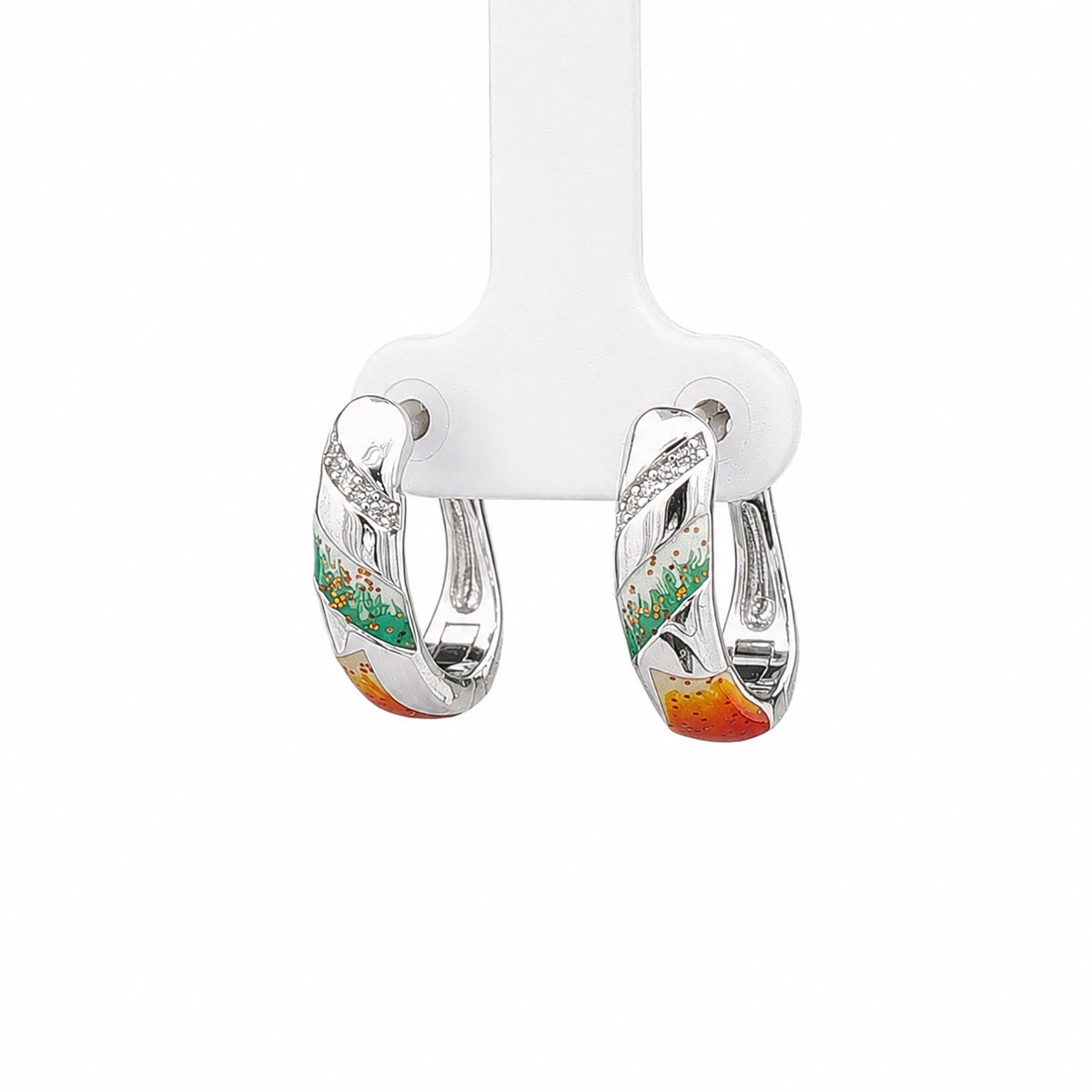 Turquoise Sunset Silver Hoop Earrings