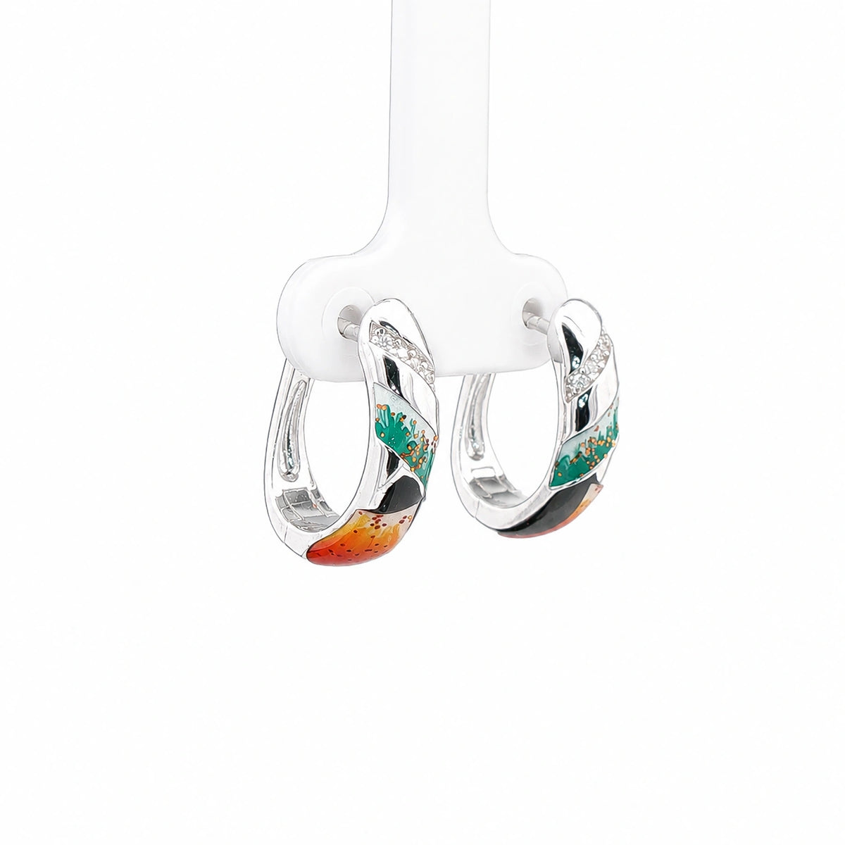 Turquoise Sunset Silver Hoop Earrings