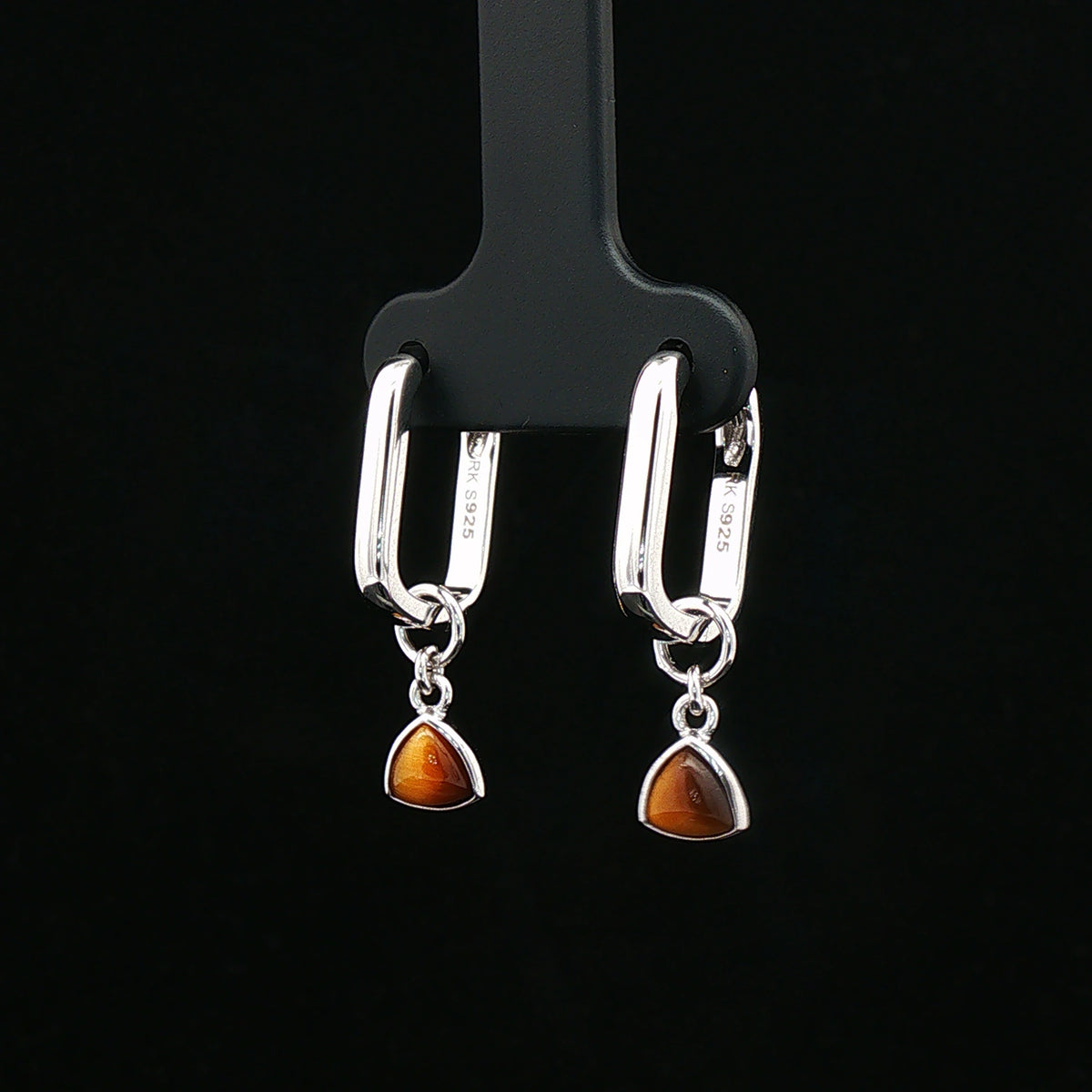 Amber Drop Rectangle Hoop Earrings