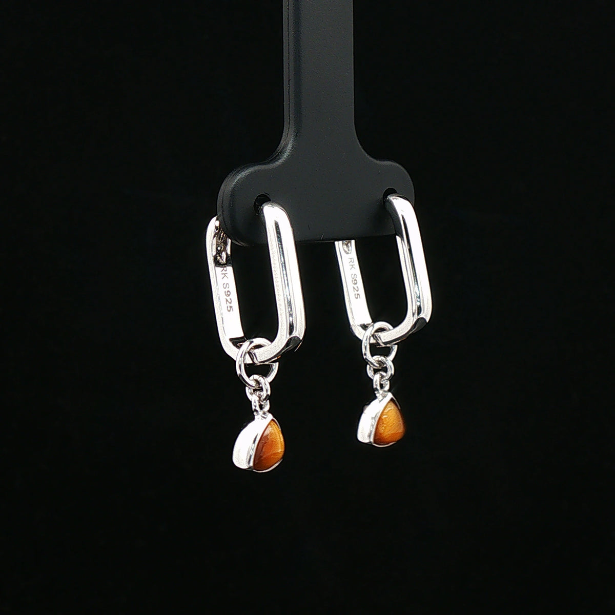 Amber Drop Rectangle Hoop Earrings