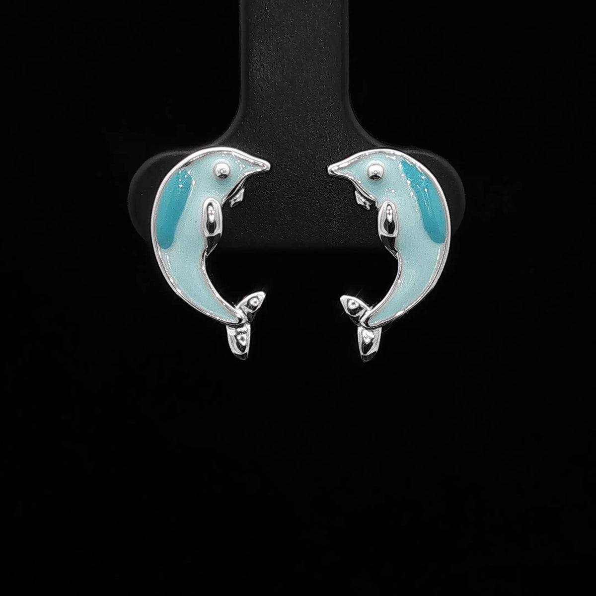 Ocean Dolphin Blue Stud Earrings