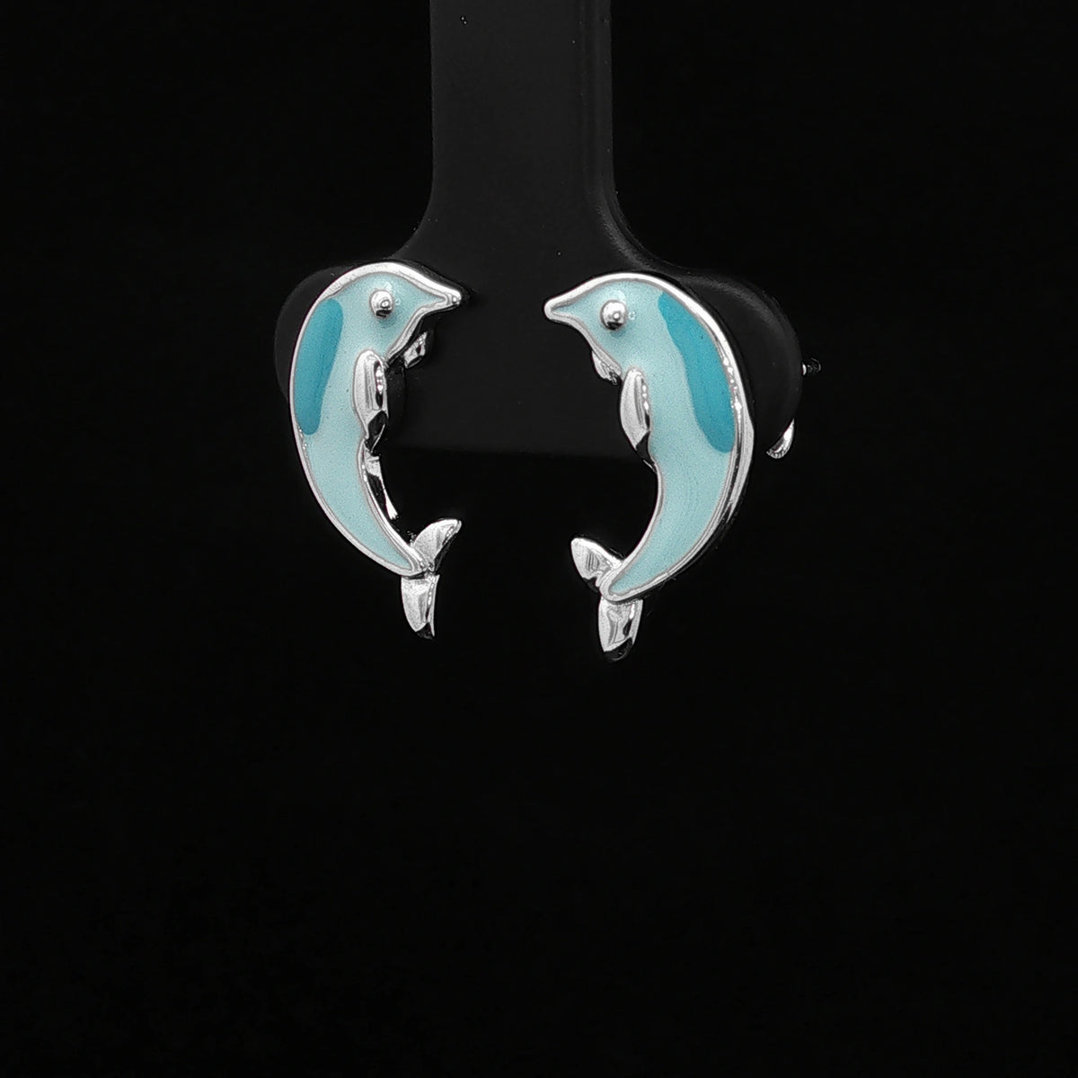 Ocean Dolphin Blue Stud Earrings