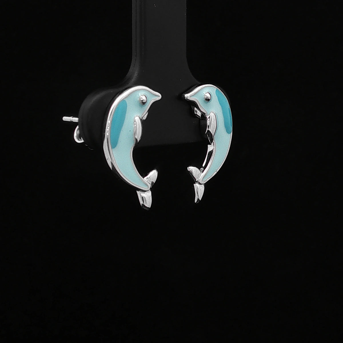 Ocean Dolphin Blue Stud Earrings