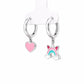 Pink Heart & Rainbow Charm Hoop Earrings