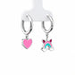 Pink Heart & Rainbow Charm Hoop Earrings