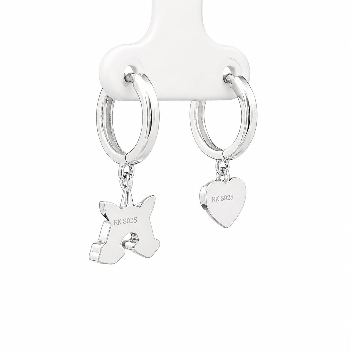 Pink Heart & Rainbow Charm Hoop Earrings