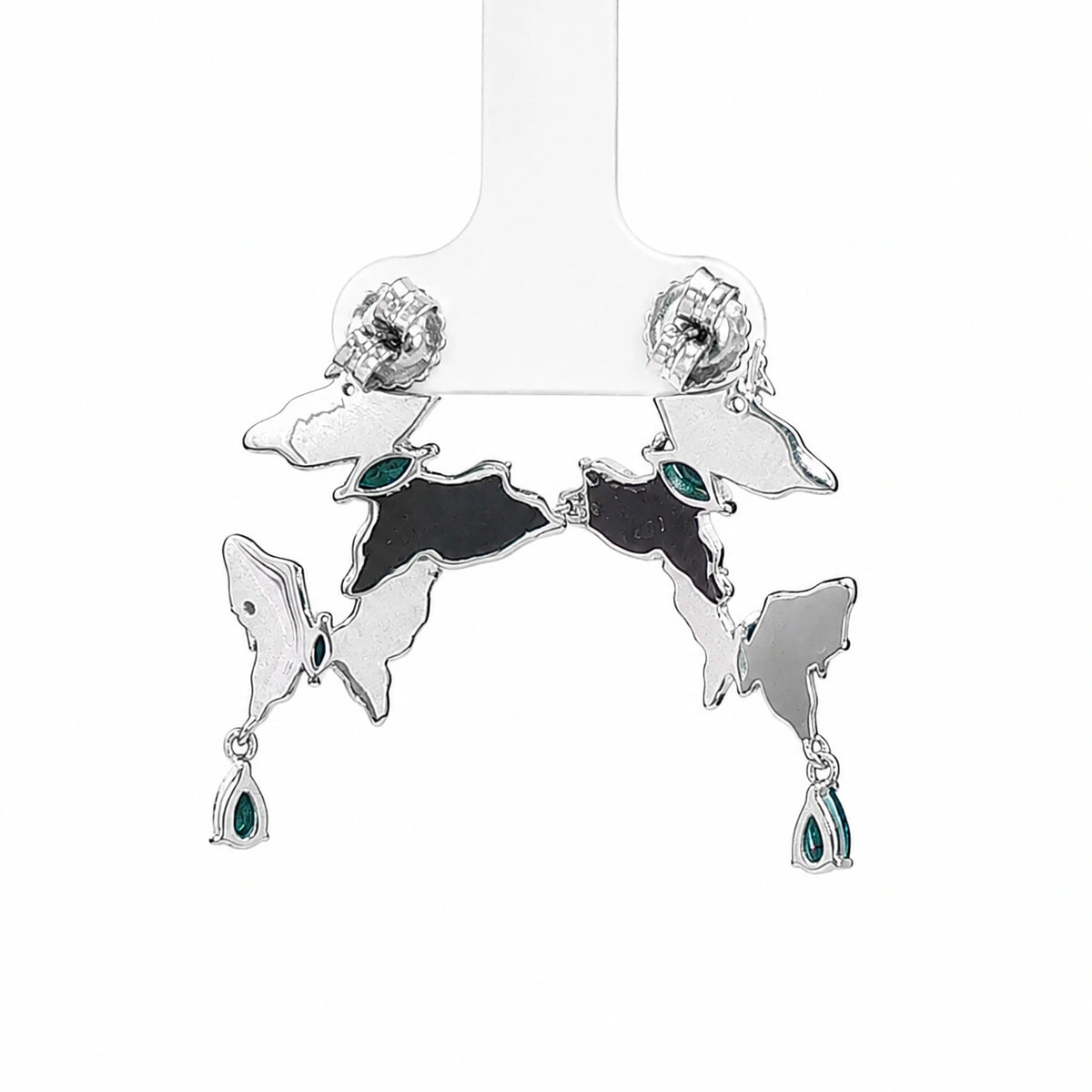Blue Butterfly Crystal Drop Earrings