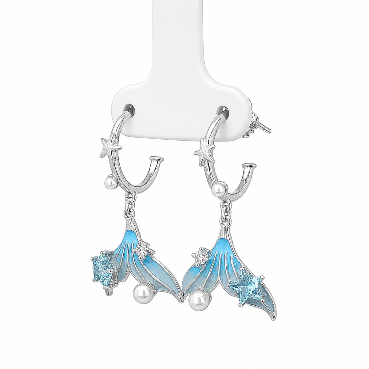 Ocean Tail Star Pearl Drop Earrings