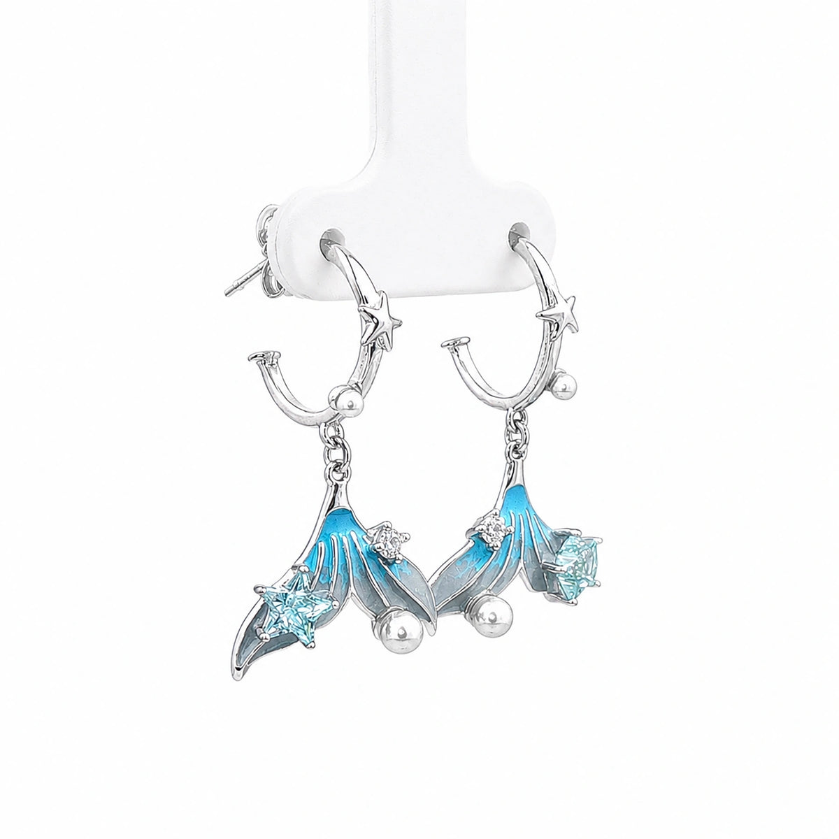 Ocean Tail Star Pearl Drop Earrings
