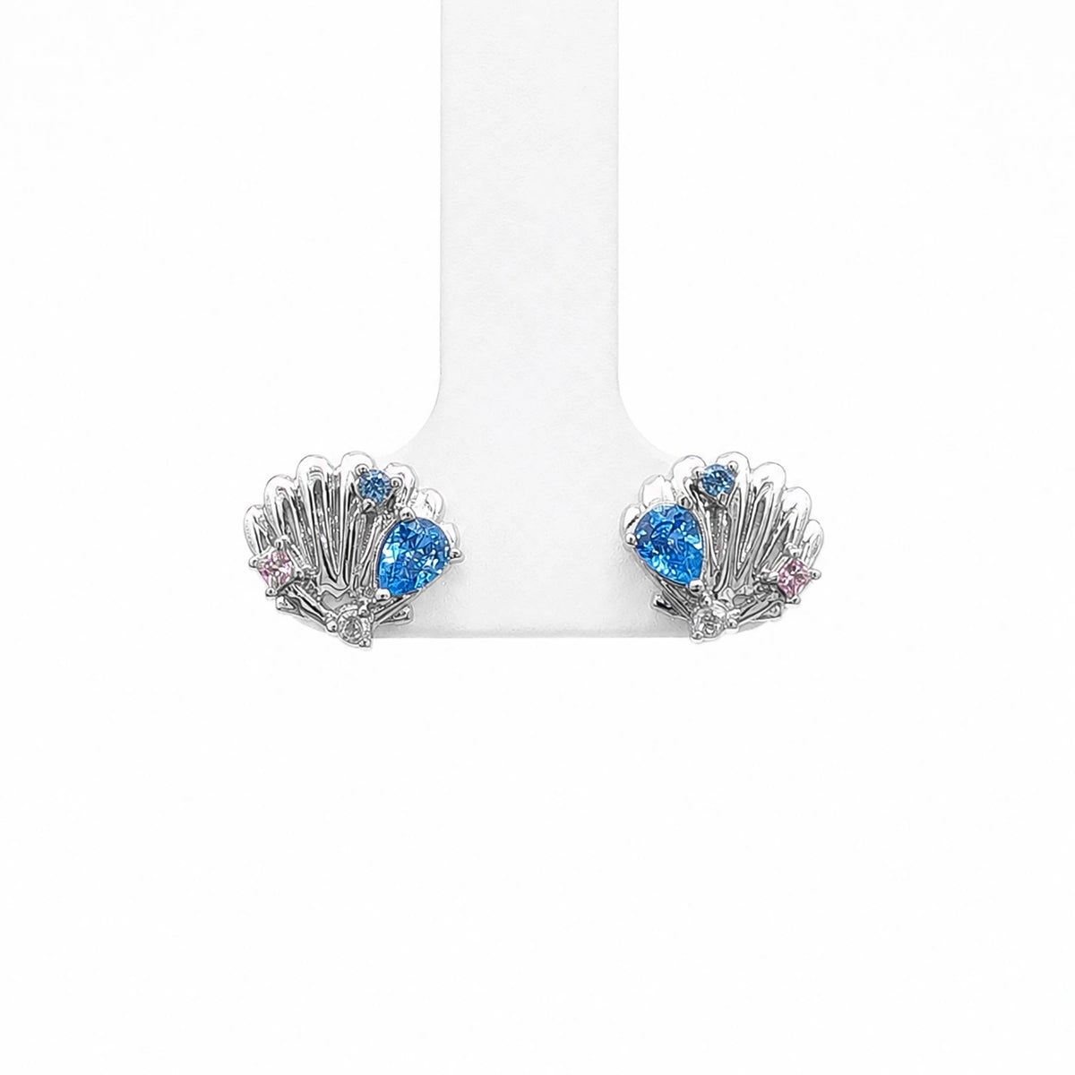 Ocean Shell Silver Stud Earrings