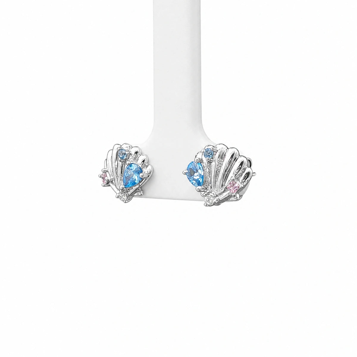 Ocean Shell Silver Stud Earrings