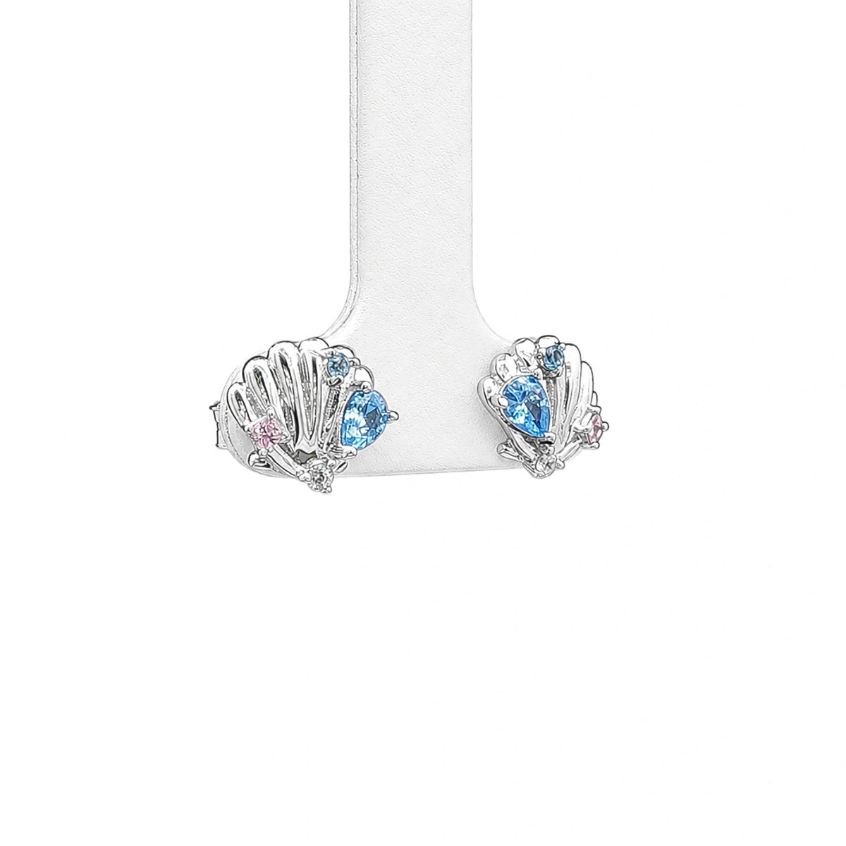 Ocean Shell Silver Stud Earrings
