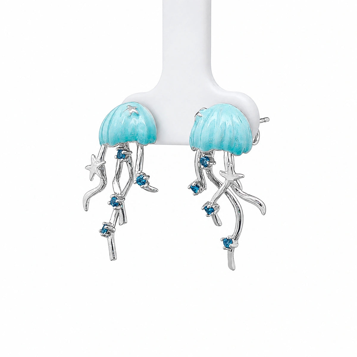 Ocean Jellyfish Blue Drop Earrings