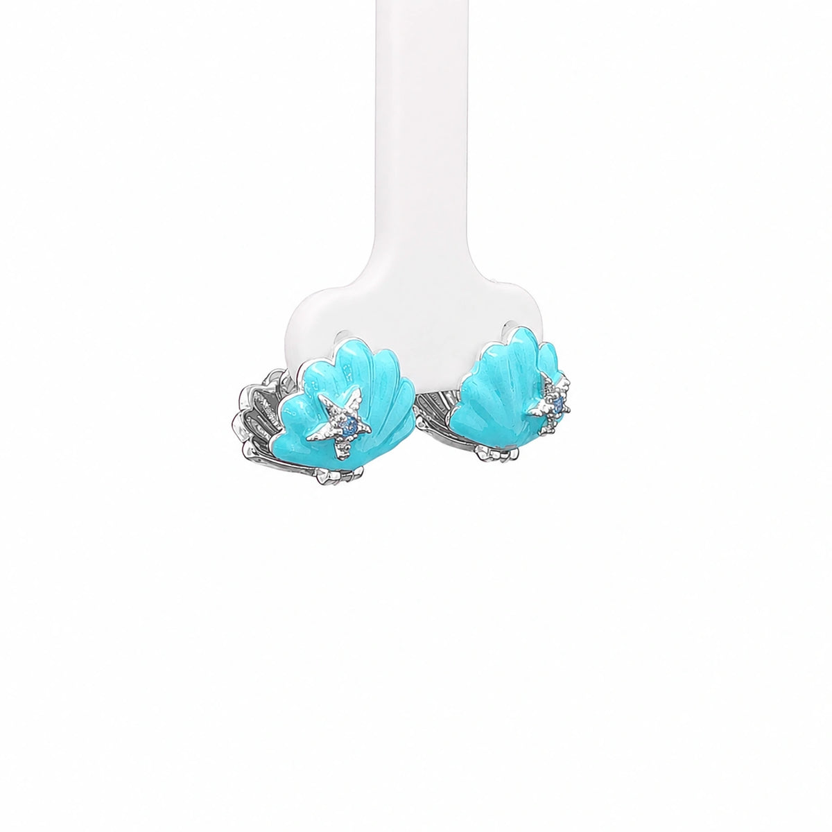 Blue Shell Starfish Stud Earrings