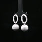 Silver Oval Hoop Ball Drop Earrings