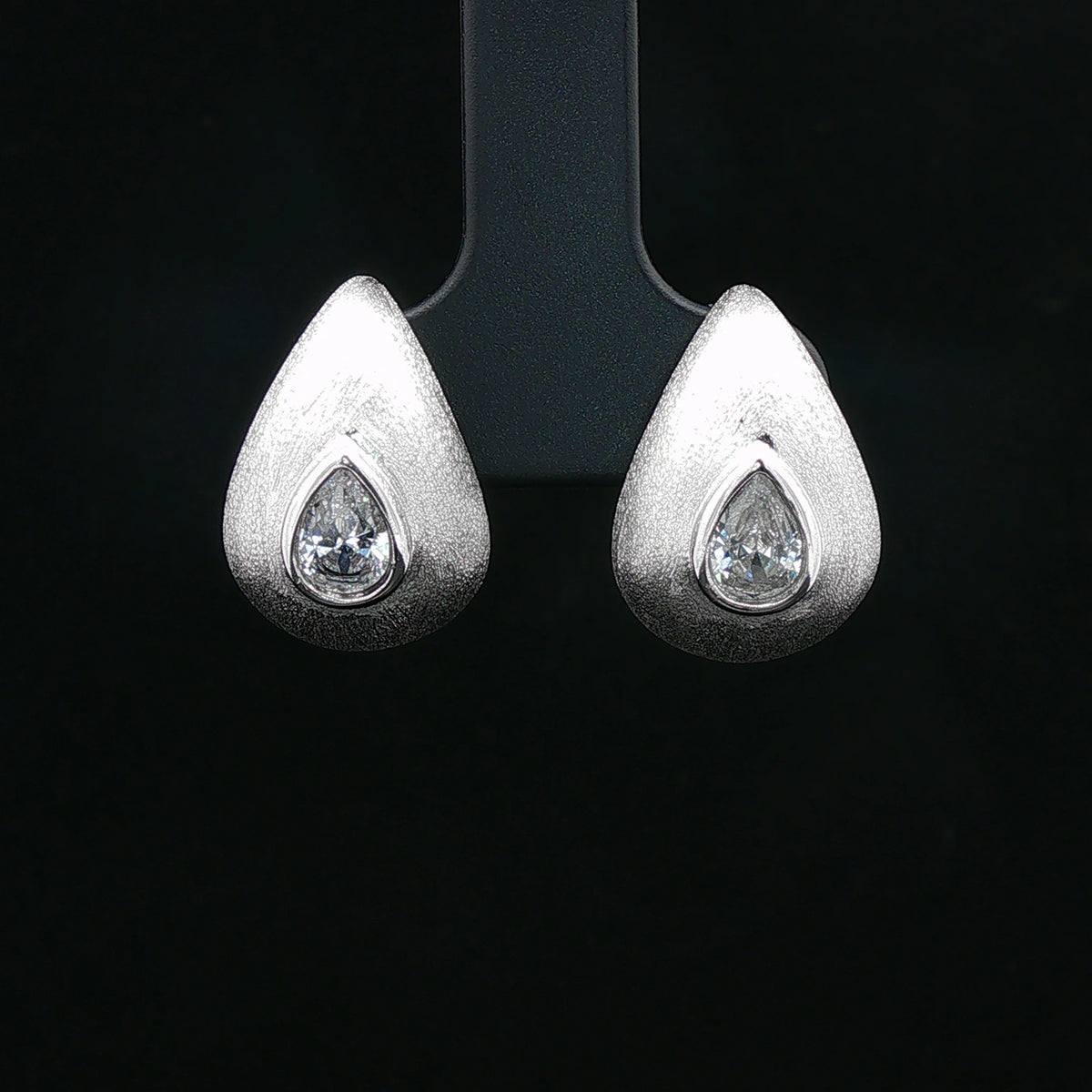 Silver Dewdrop Crystal Stud Earrings