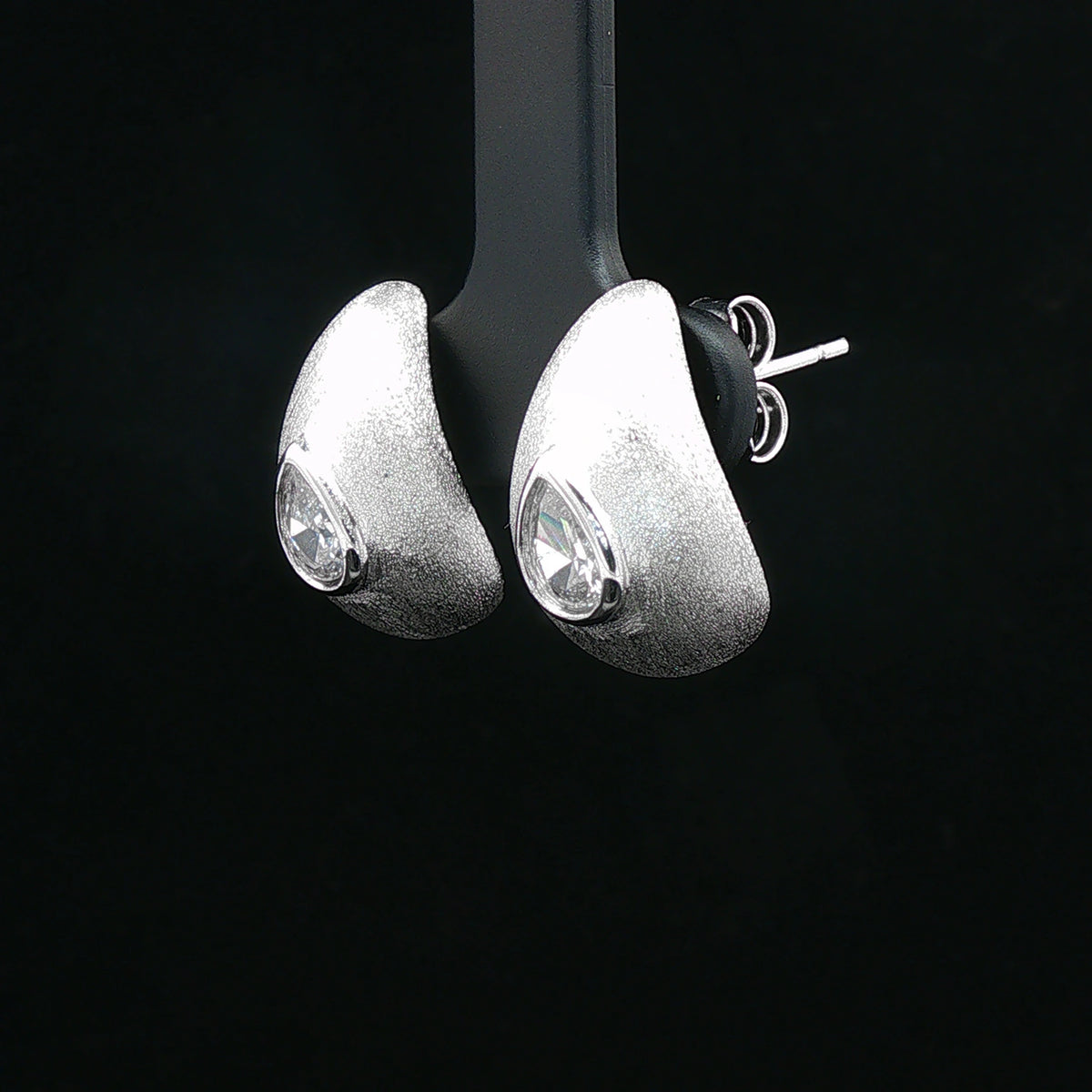 Silver Dewdrop Crystal Stud Earrings