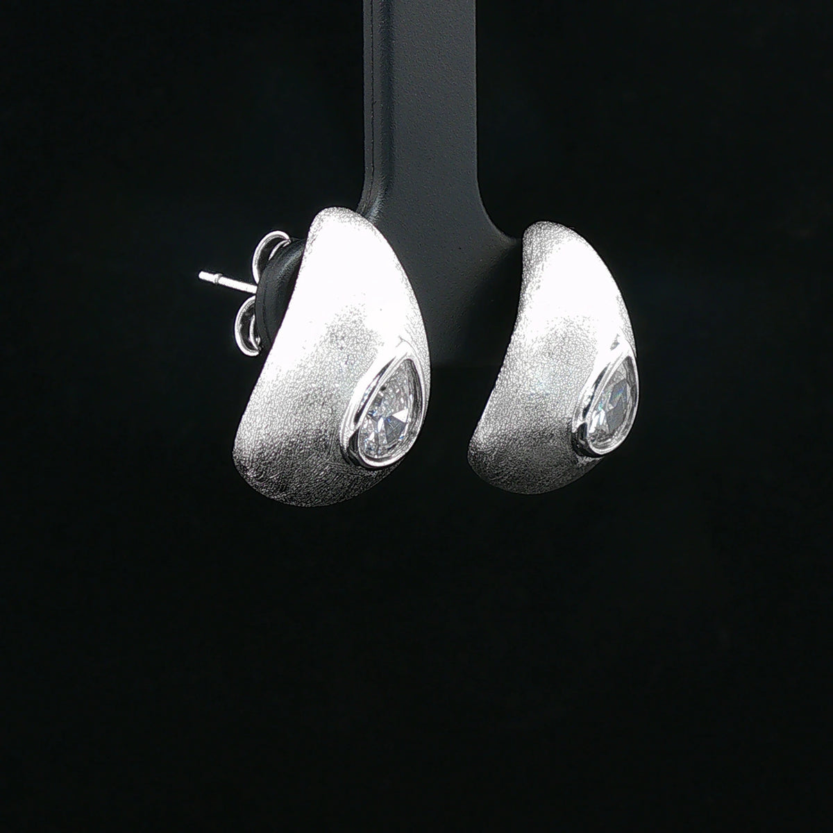 Silver Dewdrop Crystal Stud Earrings