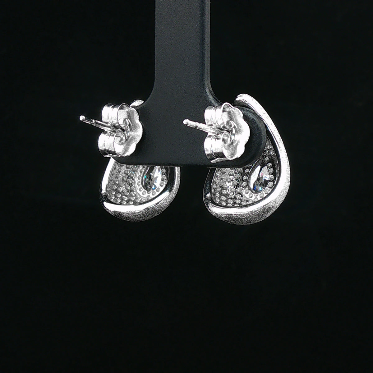 Silver Dewdrop Crystal Stud Earrings