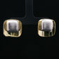 Dual-Tone Cushion Square Stud Earrings