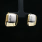 Dual-Tone Cushion Square Stud Earrings