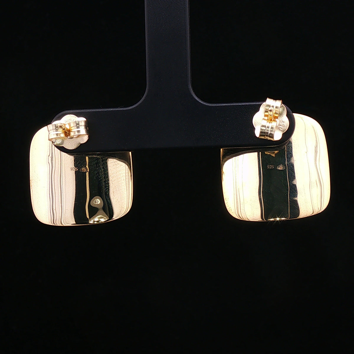 Dual-Tone Cushion Square Stud Earrings