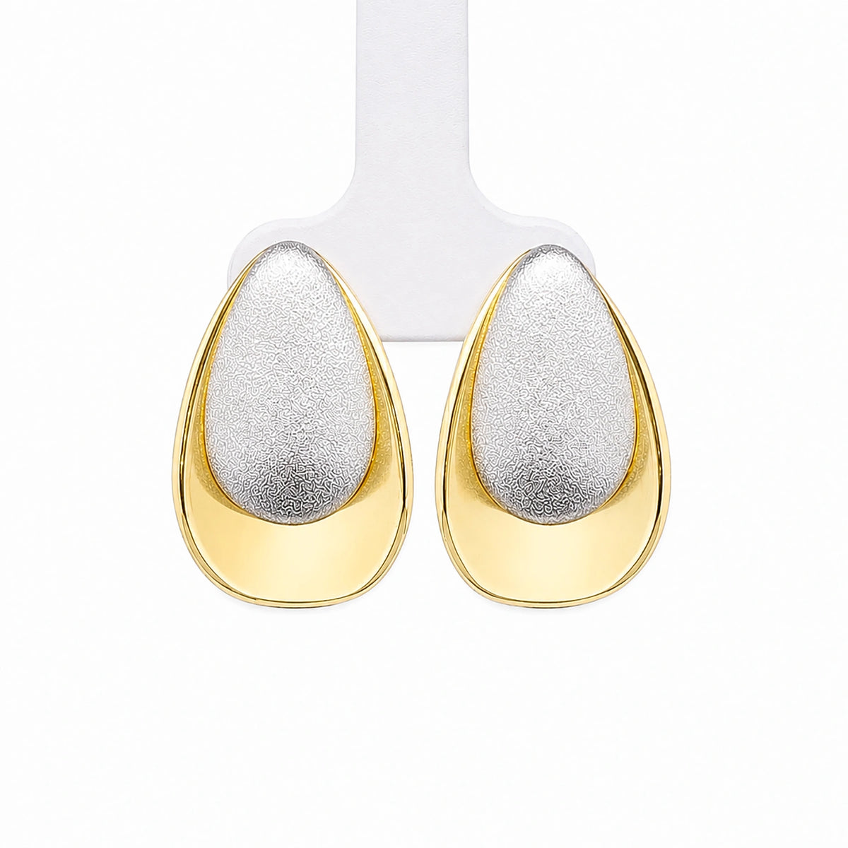 Two-Tone Teardrop Stud Earrings