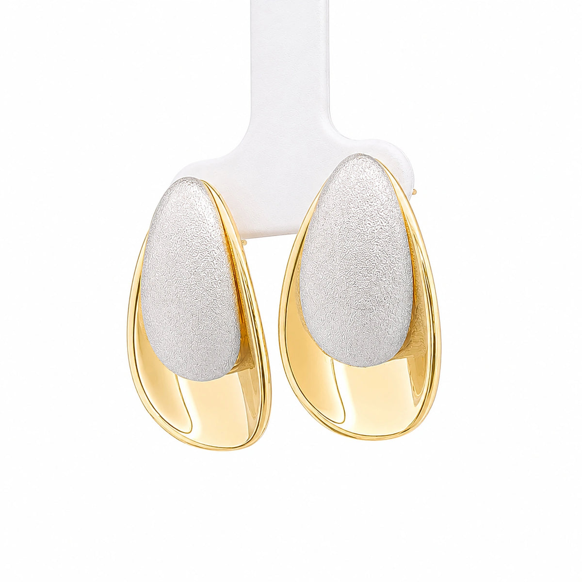 Two-Tone Teardrop Stud Earrings