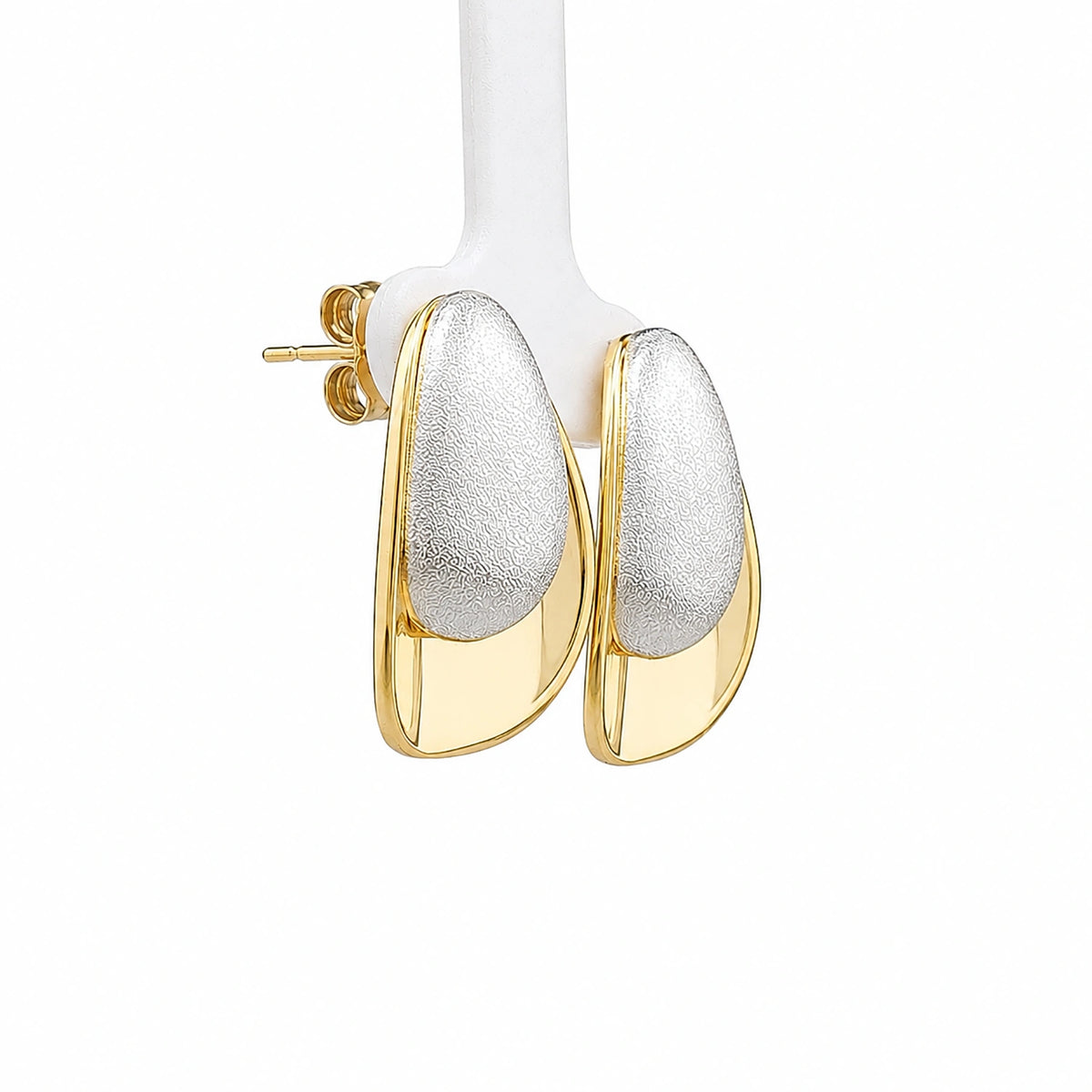 Two-Tone Teardrop Stud Earrings