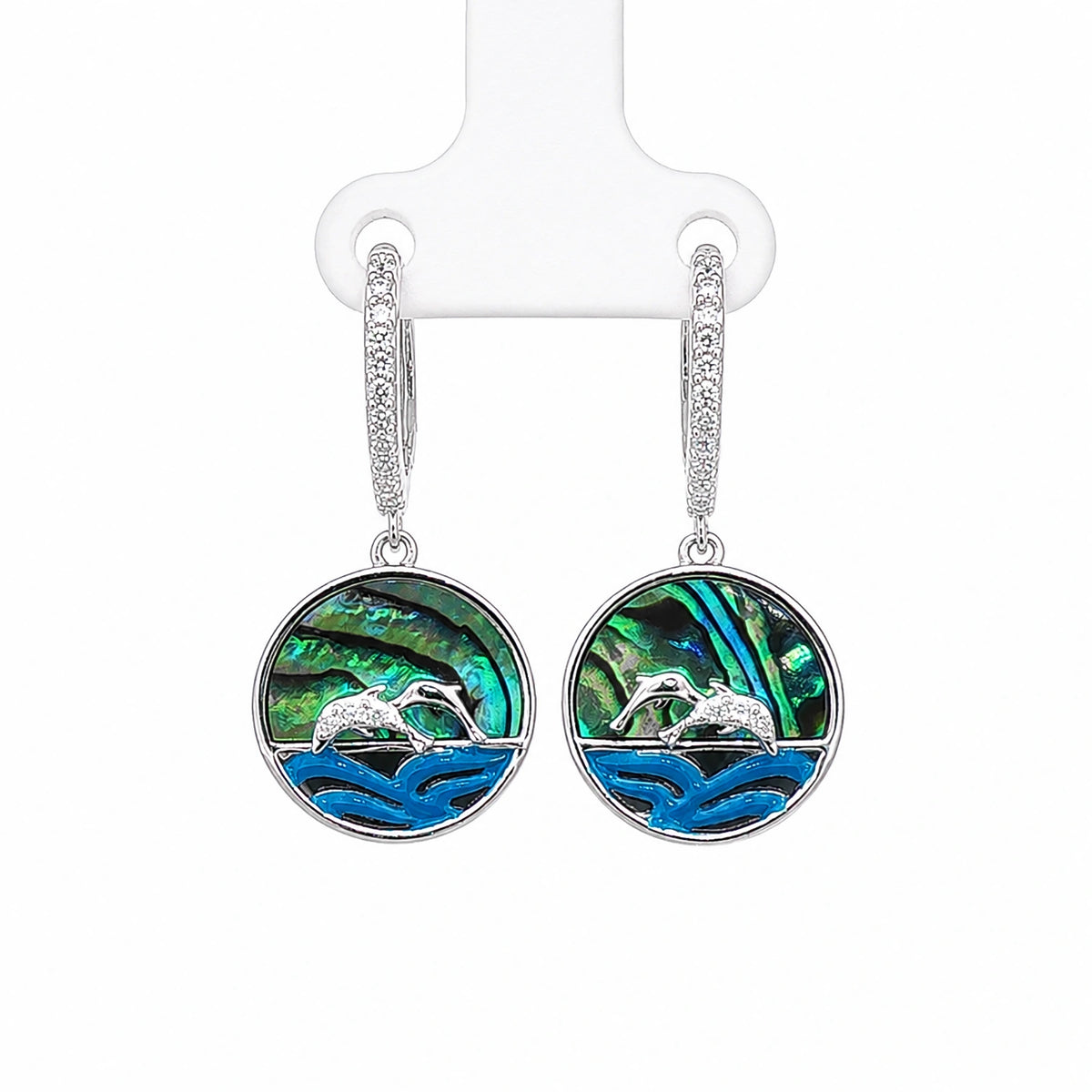 Ocean Dolphin Mother of Pearl Hoop Earrings