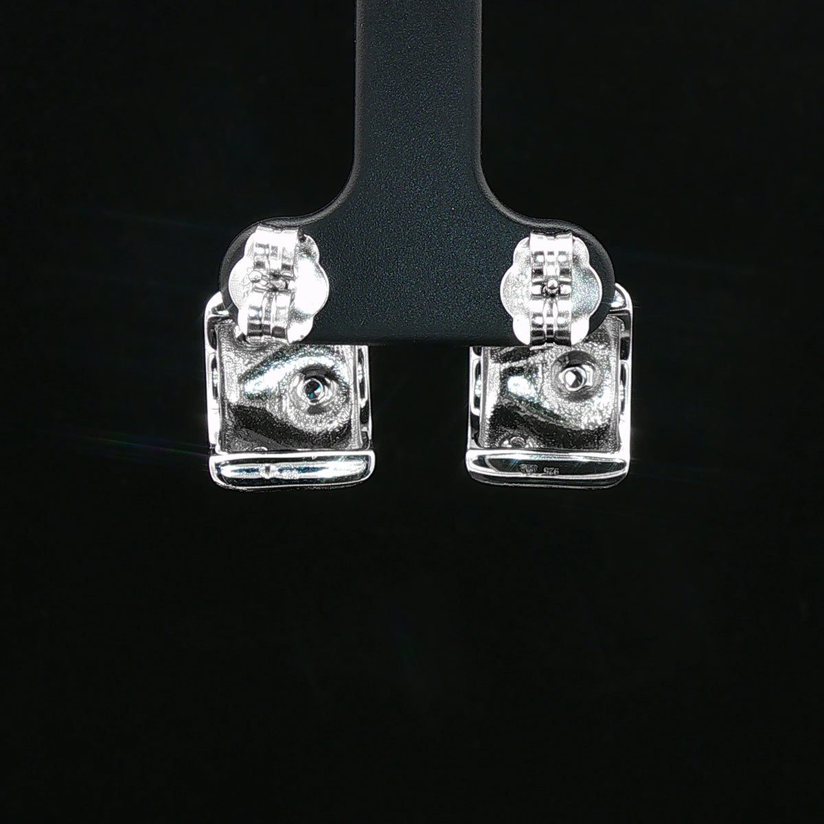 Silver Textured Floral Huggie Earrings