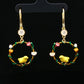 Golden Bird Garden Hoop Earrings