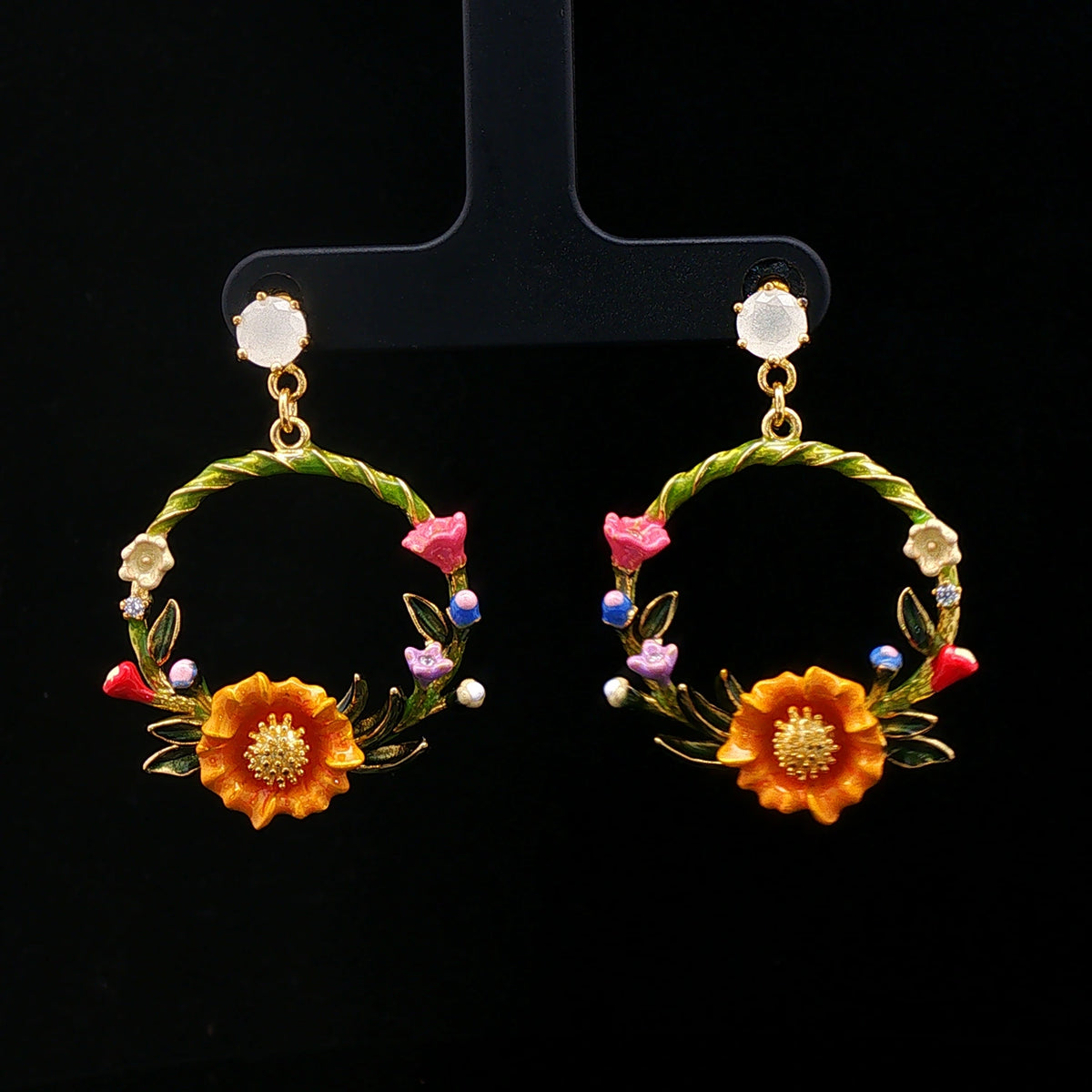 Garden Bloom Floral Hoop Earrings