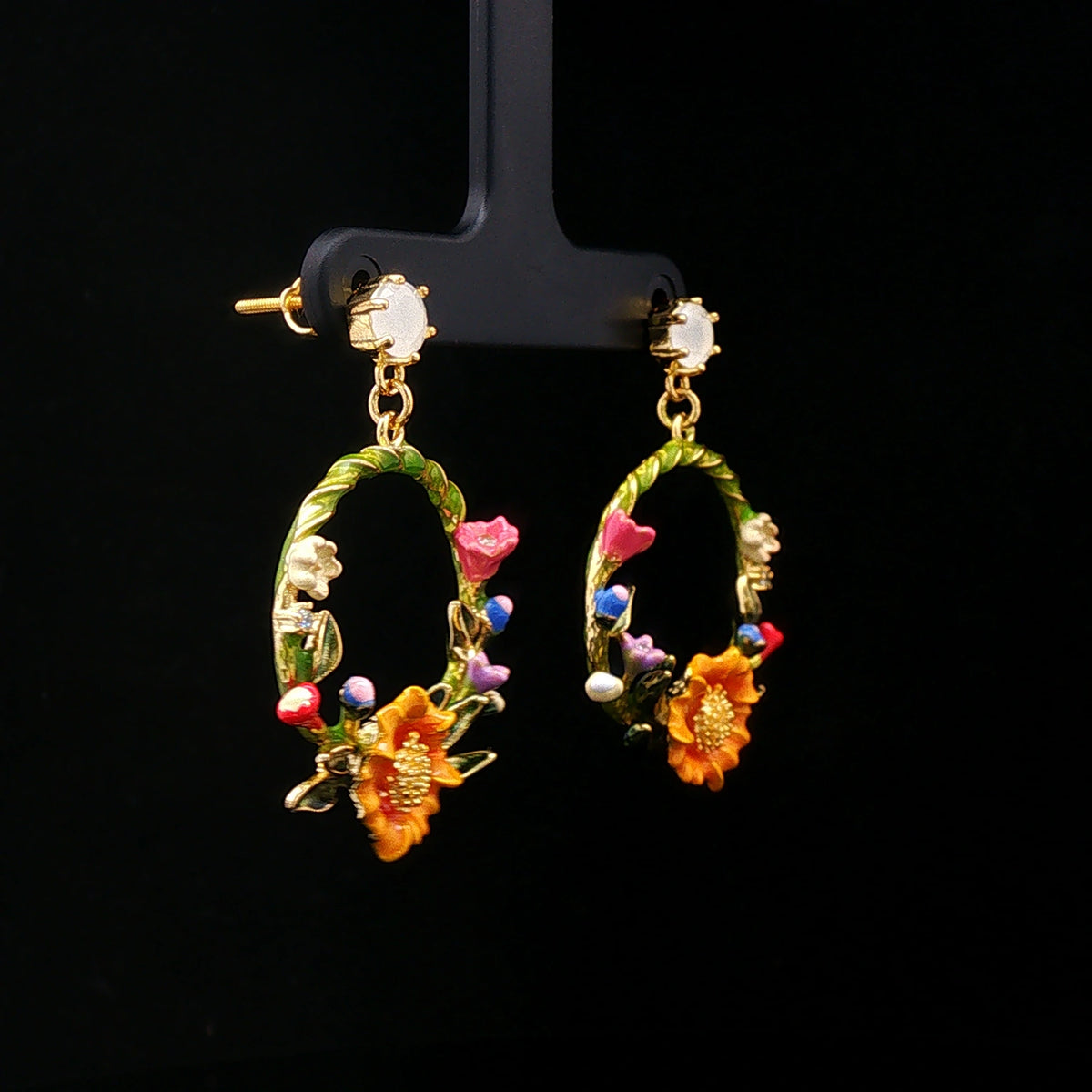 Garden Bloom Floral Hoop Earrings