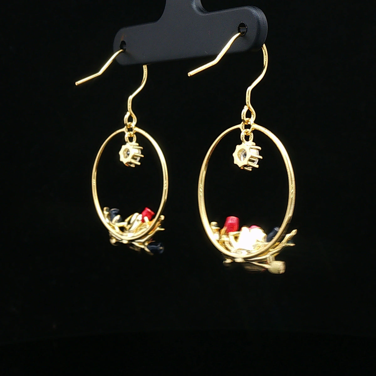 Floral Hoop Drop Earrings