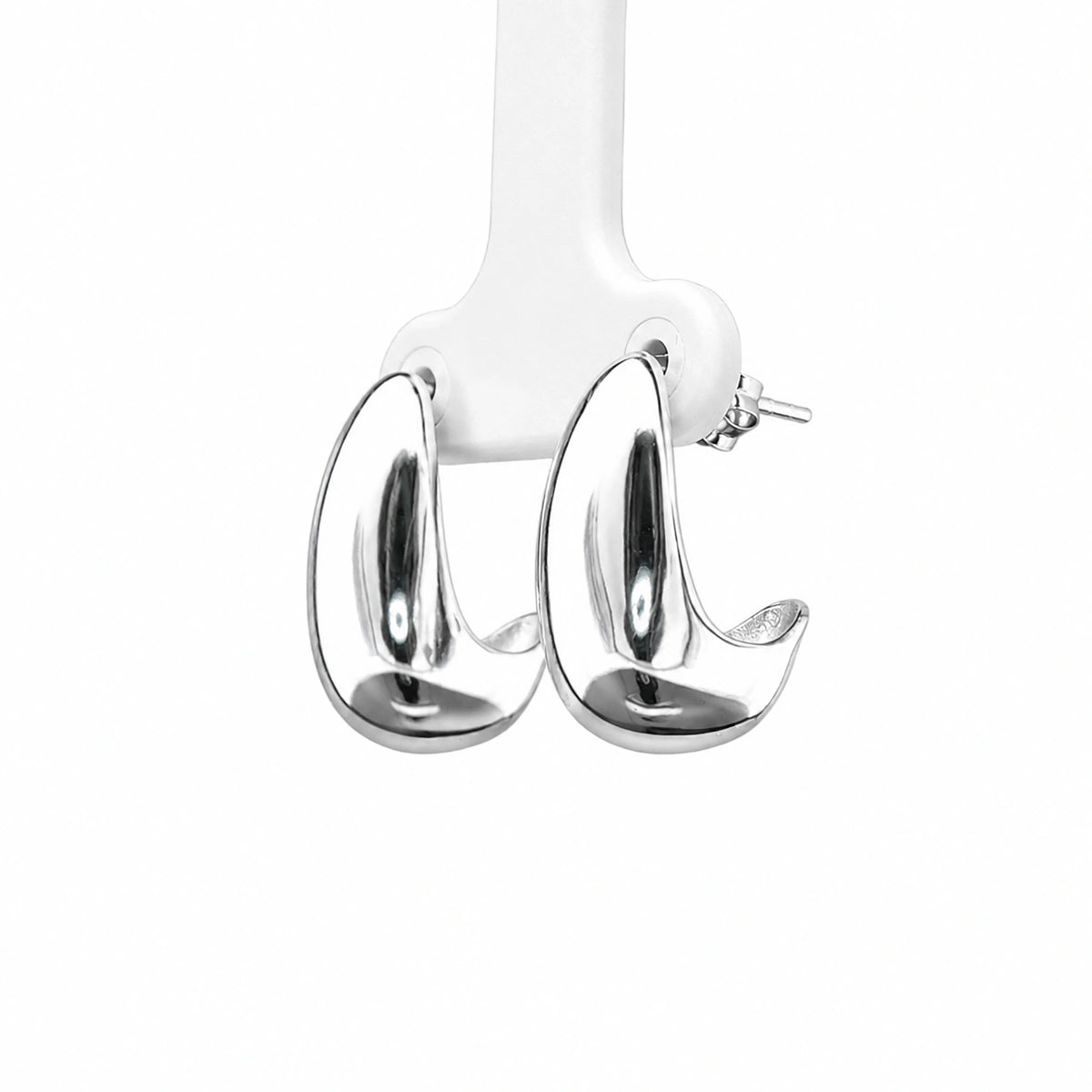 Chunky Silver Huggie Hoop Earrings
