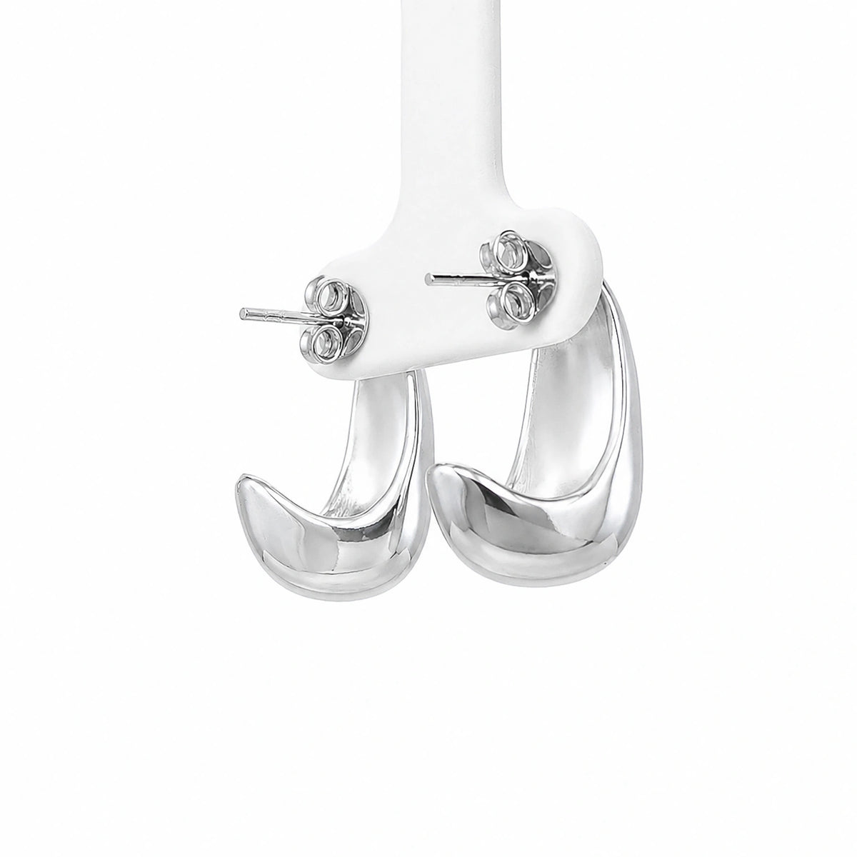 Chunky Silver Huggie Hoop Earrings