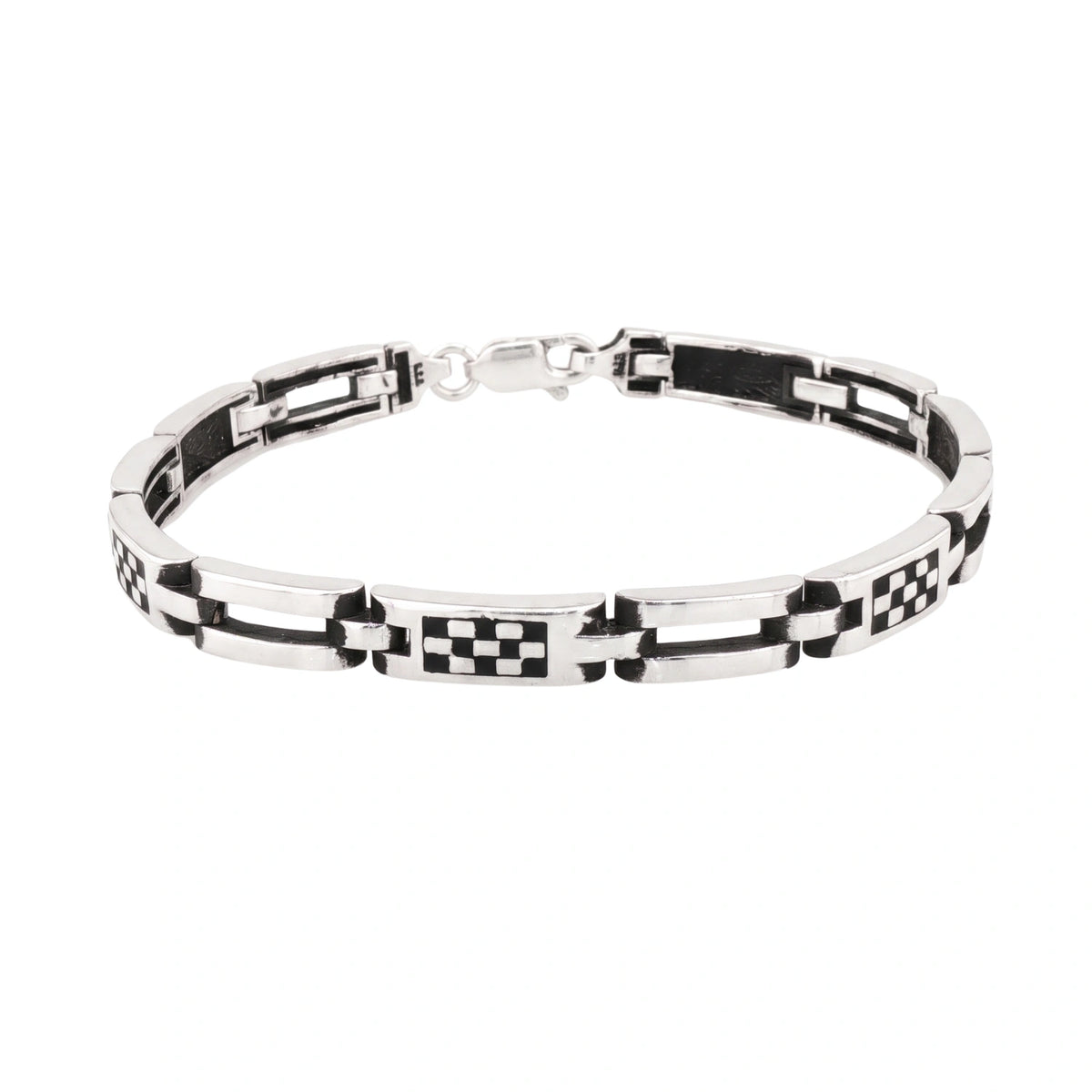 Alencia Checkmate Link 925 Sterling Silver Bracelet