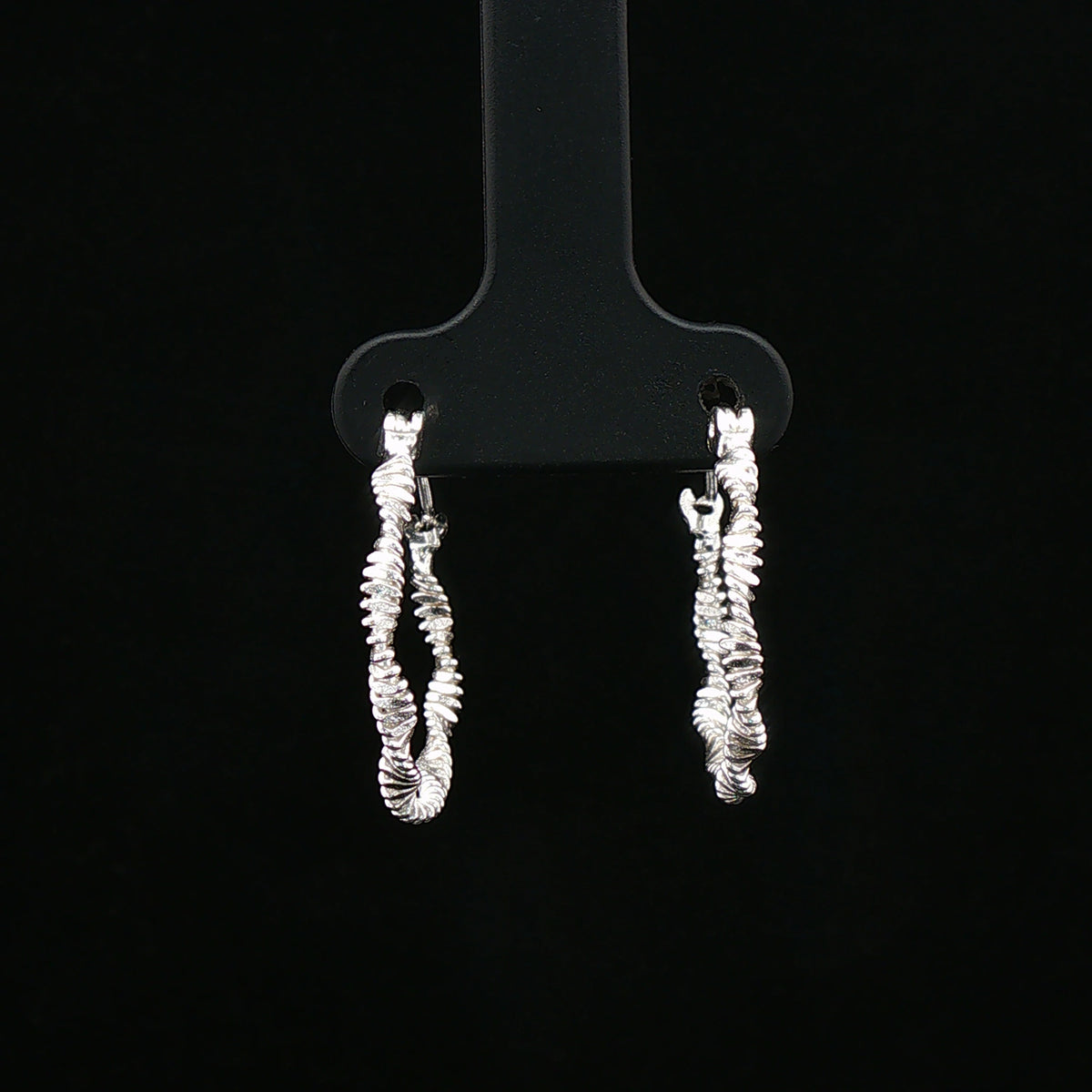 Twisted Rope Silver Hoop Earrings